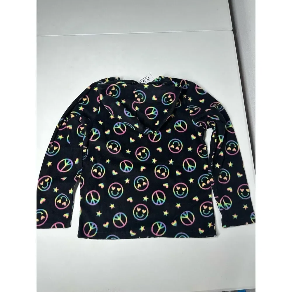 NWT The Children’s Place Girls Print Fleece Hoodie Black Size L (10-12)